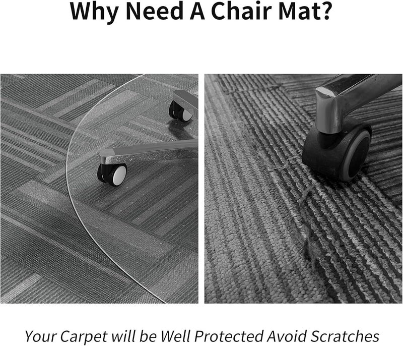 WASJOYE Office Chair Mat for Carpet, 48" x 48" Round Clear Home Chair Mat Carpet Protector with Non-Slip Studded for Computer Office Desk Rolling Chair - Image 2
